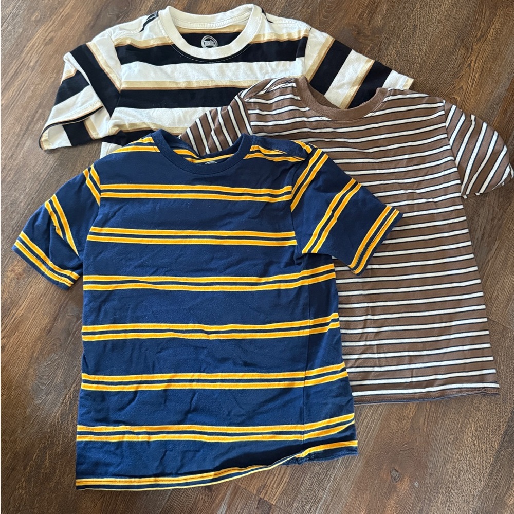 Kids Striped Short-Sleeve Tee - Navy & Yellow, Brown & White, Black & Cream